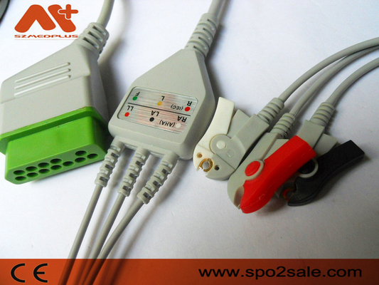 12 Pin Kabel Monitor Pasien 3 Kabel Klip Timbal Ecg Nihon Kohden