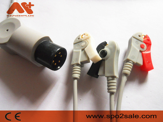 Szmedplus AAMI ECG Cables Dan Leadwires 6 Pin 3 Lead Ecg Cable TPU AHA Clip