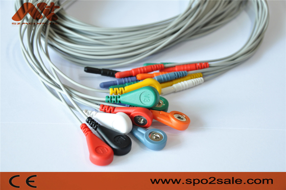 Medical 10 Lead Ecg Cable Din 1.5 Holter ECG Leadwire Untuk Perekam Holer
