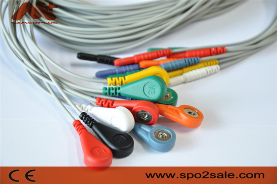 Medical 10 Lead Ecg Cable Din 1.5 Holter ECG Leadwire Untuk Perekam Holer
