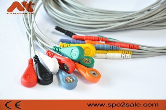 Medical 10 Lead Ecg Cable Din 1.5 Holter ECG Leadwire Untuk Perekam Holer