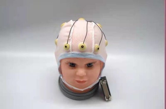 Kabel EEG Neurofeedback Medis Terintegrasi 10 Memimpin Topi EEG Untuk Klip Telinga Elektroda Timah