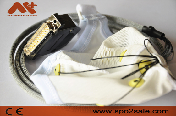 Kabel EEG Neurofeedback Medis Terintegrasi 10 Memimpin Topi EEG Untuk Klip Telinga Elektroda Timah