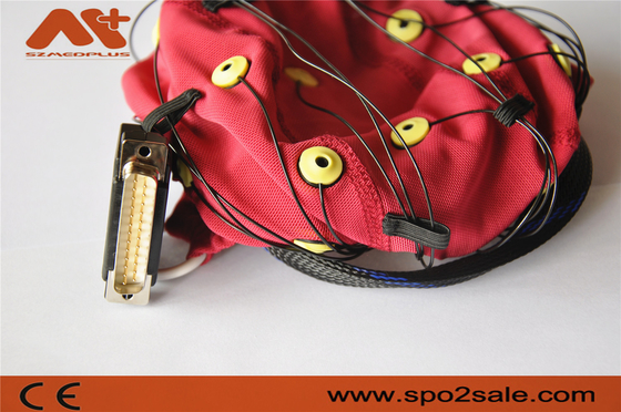 Neurofeedback EEG Cable Red Integrated 20 Leads EEG Cap Untuk Mesin EEG