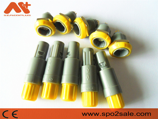 (G51MC7-P08LFD0-0040) 1P tarik dorong 8 pin soket plastik, Shell Abu-abu, Kuning, kunci ganda 60