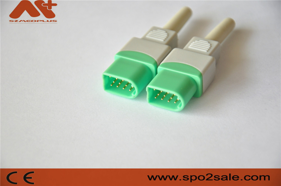 Konektor EKG 12Pin untuk aksesori medis monitor pasien Datascope dengan warna hijau