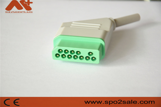 Konektor EKG untuk monitor pasien Nihon Kohden, hijau, adaptor nilon, 12 pin