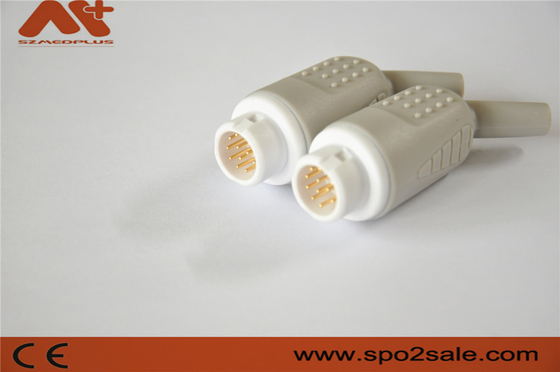 Konektor EKG 12 Pin untuk Mindray/Newtech/HP Patient Monitor, Adaptor Nylon, Pin Kuning Lapisan Kuning