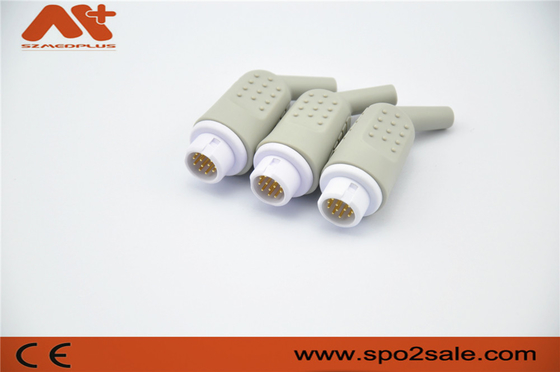 Konektor EKG 12 Pin untuk Mindray/Newtech/HP Patient Monitor, Adaptor Nylon, Pin Kuning Lapisan Kuning