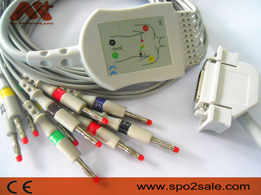 Kabel EKG Sambungan Langsung Kompatibel Hellige untuk Cardiosys, EK36, EK403, EK41, EK413, EK43, EK512, EK53