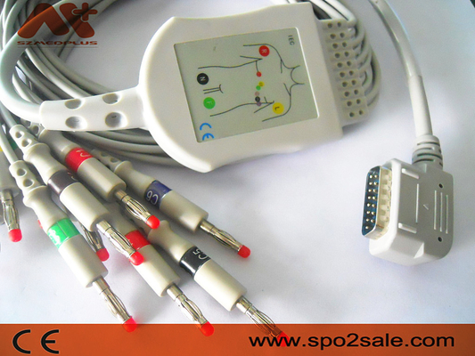 Kabel EKG Sambungan Langsung Kompatibel Kenz - K131 untuk Kanz 108, 109, 110, 1210, 1211, 601, Cardico 302