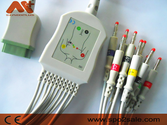Kabel EKG 10 lead yang kompatibel dengan GE Marquette untuk Cath-Lab, Dash, Eagle, Mac Lab, Modul PDM, SOLAR