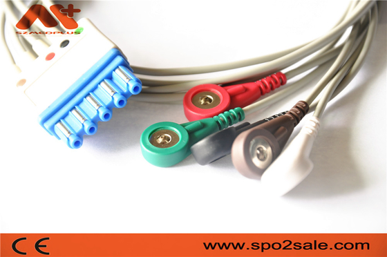5 Lead AHA Snap ECG Patient Cable M1644A Kompatibel dengan Philips