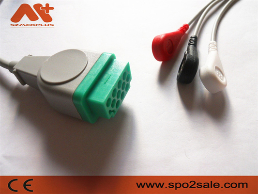 GE Healthcare > Kabel EKG Sambungan Langsung 3 Lead Snap yang Kompatibel dengan Marquette - 2001292-001