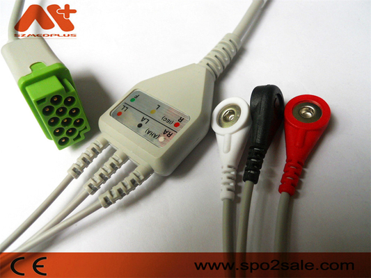 GE Healthcare > Kabel EKG Sambungan Langsung 3 Lead Snap yang Kompatibel dengan Marquette - 2001292-001