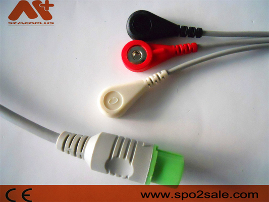 Fukuda Denshi Kompatibel 3 Lead Snap Kabel EKG Sambungan Langsung - 0012-00-1192