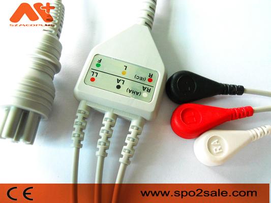 Omron > Colin BP-88S, BP-S510, M9500, Press Mate Advantage Kompatibel 3 Kabel EKG Sambungan Langsung