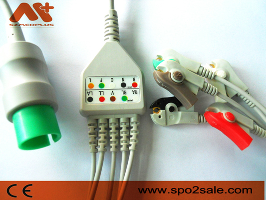 Kabel EKG Sambungan Langsung 5 Klip Timbal yang Kompatibel dengan Spacelabs