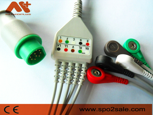 Siemens 10 Pin Kompatibel 5 Lead Snap Kabel EKG Sambungan Langsung