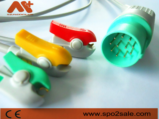 Nihon Kohden 11 Pin Kompatibel 3 Klip Timbal Kabel EKG Sambungan Langsung