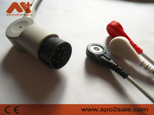 Nihon Kohden OEC-6102A, OEC-6105A, OEC-6120A, OEC-6120J, OEC-6120K Kompatibel 3 Lead Snap Kabel EKG Sambungan Langsung