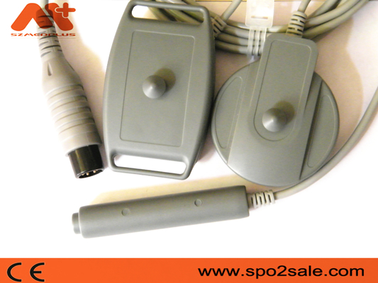 6 Pin UT3000B 2 In 1 Fetal Monitor Transduser Dengan Kabel TPU Abu-abu Bulat