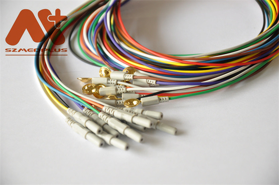 Kabel EEG Berlapis Emas Eeg Cup Electrode Colourful DIN1.5 Socket