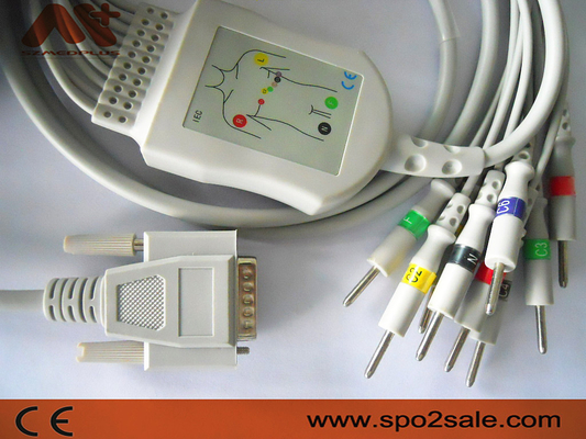 2.2+1.2M 10 Kabel EKG Timbal Untuk Kardiolin EKG 100 Elektrokardiograf