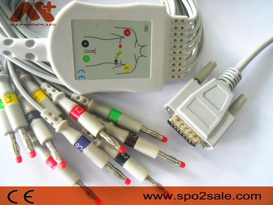 2.2+1.2M 10 Kabel EKG Timbal Untuk Kardiolin EKG 100 Elektrokardiograf
