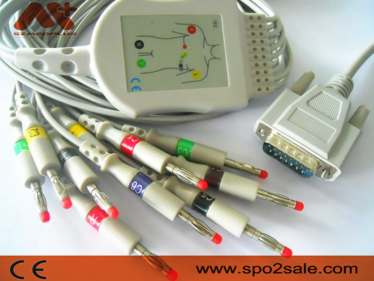 CE ISO13485 CFS 10 Kabel EKG Timbal Untuk Mesin EKG 400 406 Dipangkas